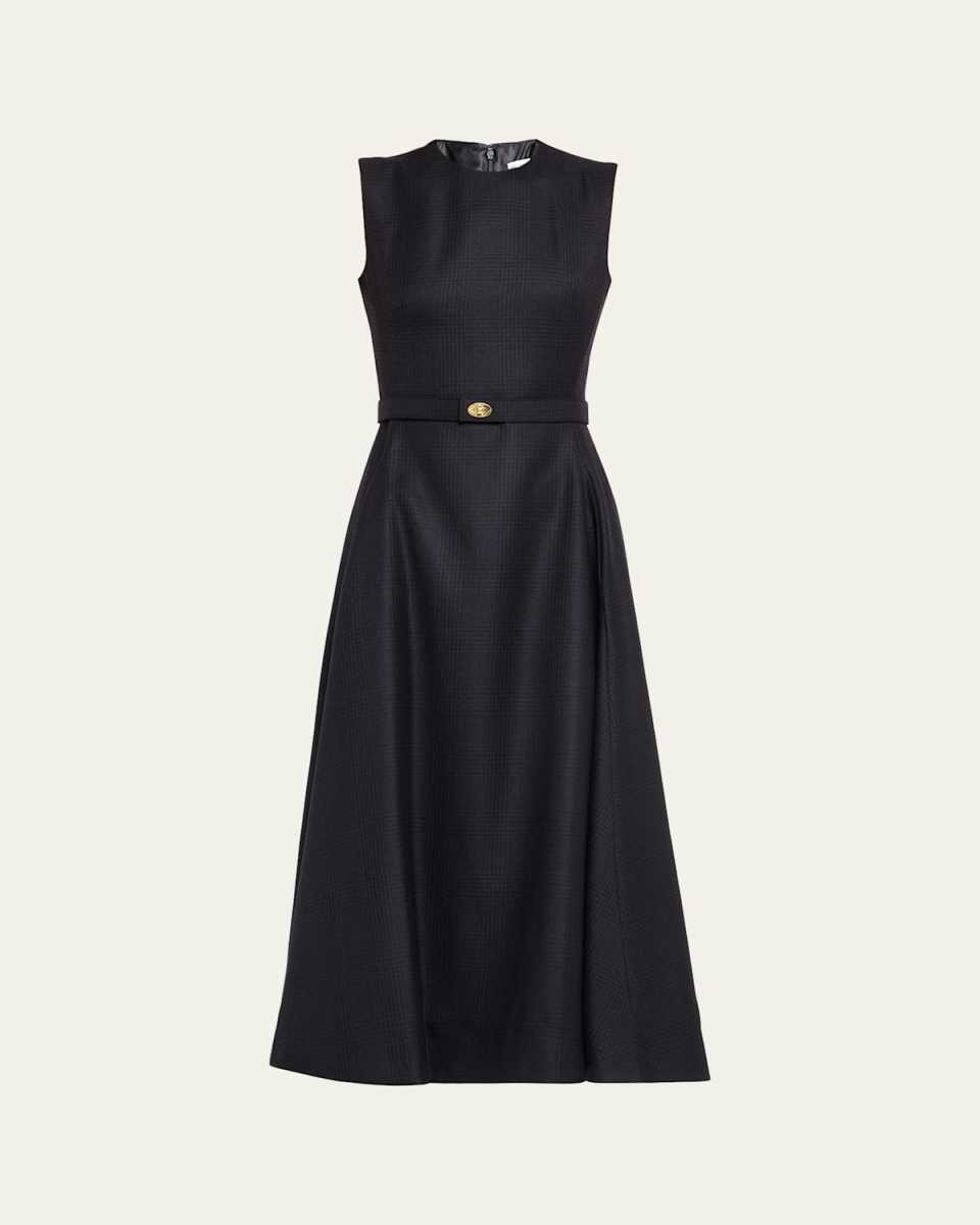 Amelia Prince Of Wales Belted Sleeveless Midi Dress